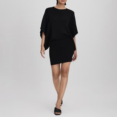 Black Julia Knitted Cape Sleeve Dress