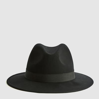 Black Ashbourne Wool Fedora Hat 