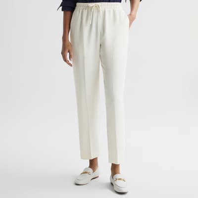 Cream Hailey Pull On Tapered Trousers