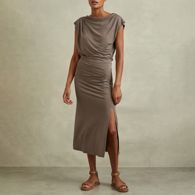 Brown Leonore Ruched Detail Dress