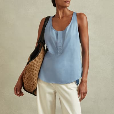 Blue Eira Easy Cotton Vest Top