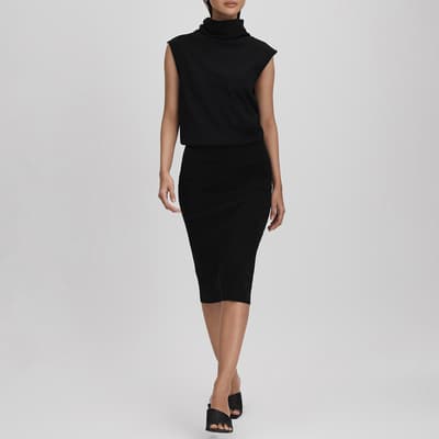 Black Cici Roll Neck Midi Dress