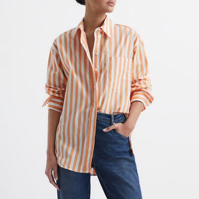 Orange Emma Stripe Cotton Shirt