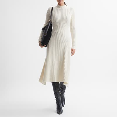 Cream Kris High Neck Midi Dress