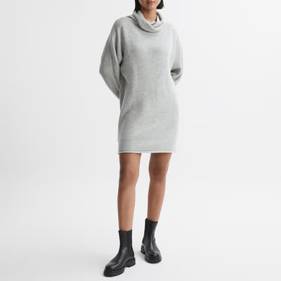 Grey Sami Cowl Neck Wool Blend Dress