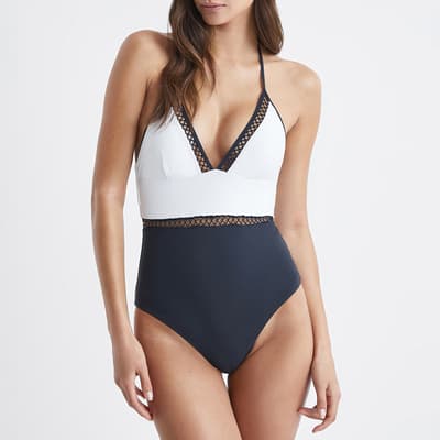 Navy Ray Colour Block Swimsuit 