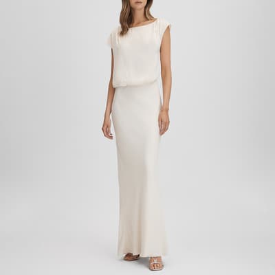 Ecru Rupa Drape Neck Maxi Dress