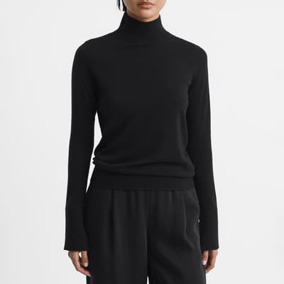 Black Kylie Merino Turtle Neck Top