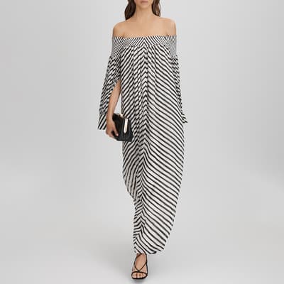 Black Fabia Bardot Stripe Maxi Dress