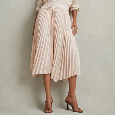 Pink Azalea Asymmetric Pleated Skirt