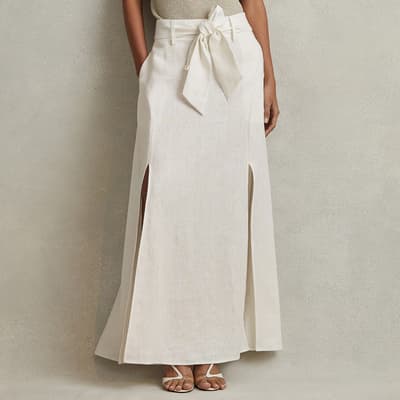 White Abigail A Line Midi Skirt 