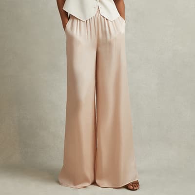 Champagne Yara Wide Leg Occasion Trousers    