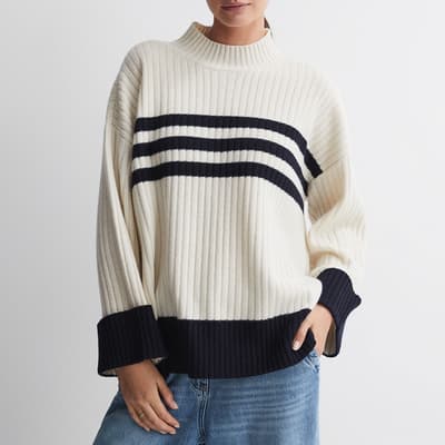 Cream Misha Striped Wool Jumper