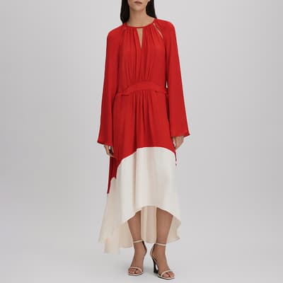 Red Luella Colour Block Midi Dress