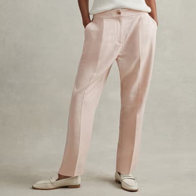 Pink Farrah Linen Blend Trousers