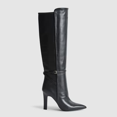 Black Caitlin Leather Knee Boots