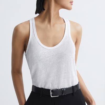 White Taloulah Linen Vest Top