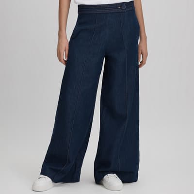 Navy Lianna Denim Wide Leg Jeans