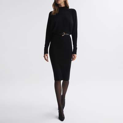 Black Freya Petite Knitted Roll Neck Dress