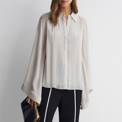 Pale Blue Magda Pleated Blouse