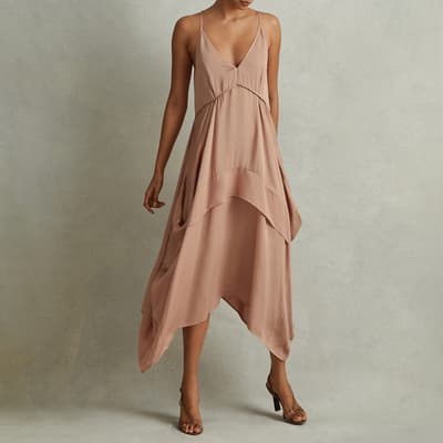 Nude Demi-V Neck Strappy Dress