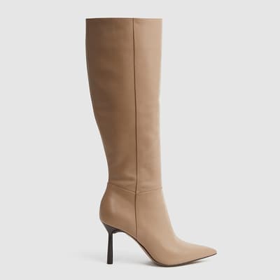 Camel Gracyn Leather Knee Boots