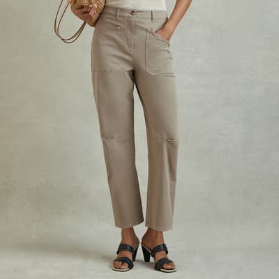 Grey Nova Cotton Barrel Leg Trousers