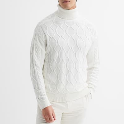 Ecru Alston Roll Neck Cable Knit Jumper