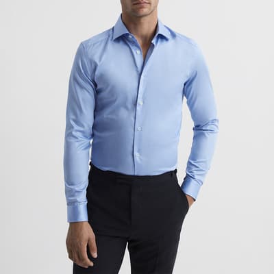 Blue Remote Slim Fit Cotton Shirt