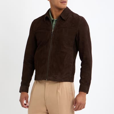 Khaki Clark Suede Bomber Jacket