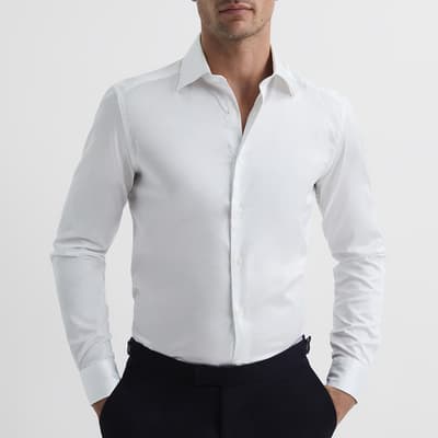 White Frontier Slim Fit Cotton Blend Shirt