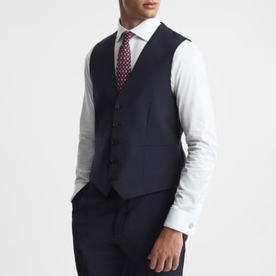 Navy Hope Wool Blend Waistcoat