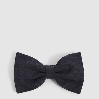 Navy Parma Textured Silk Blend Bow Tie