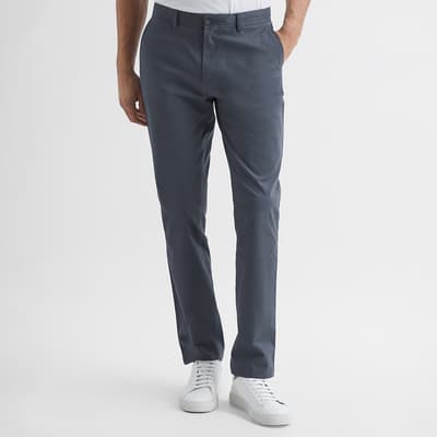 Blue Pitch Slim Fit Cotton Blend Trousers