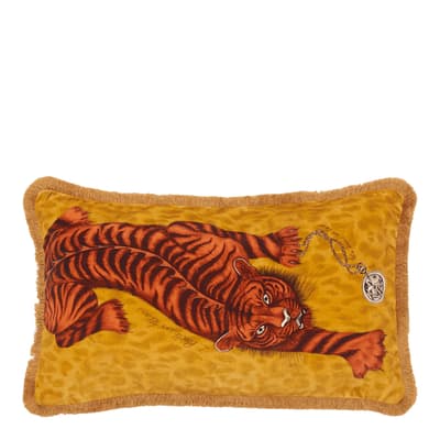 Tigris Luxury Velvet Bolster Cushion 29x49cm, Gold