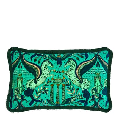 Odyssey Luxury Velvet Bolster Cushion 29x49cm, Peacock