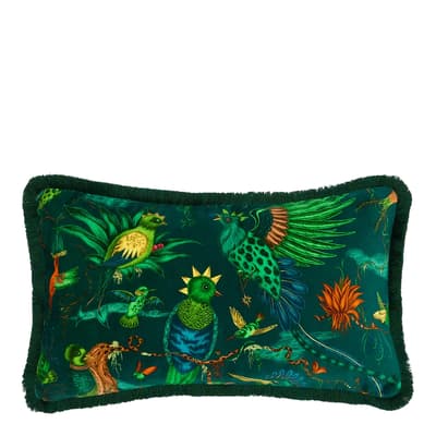 Quetzal Luxury Velvet Bolster Cushion 29x49cm, Teal