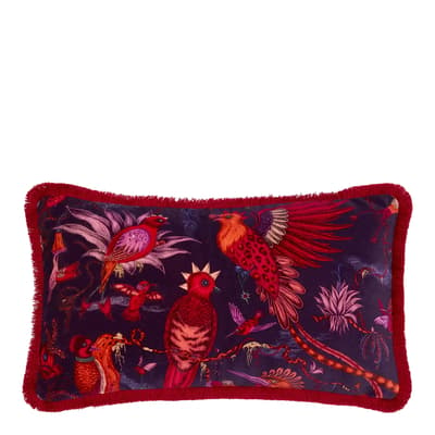 Quetzal Luxury Velvet Bolster Cushion 29x49cm, Violet