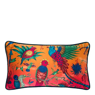 Quetzal Silk Bolster Cushion 29x49cm, Peach