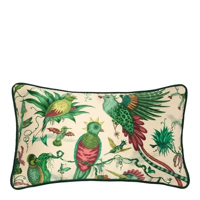 Quetzal Silk Bolster Cushion 29x49cm, Ivory