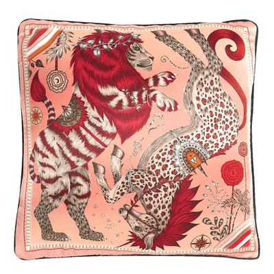 Caspian Silk Cushion 46x46cm, Coral