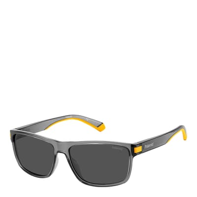 Grey Yellow Rectangular Sunglasses 58mm