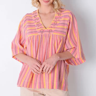 Pink Rosevine Cotton Blouse