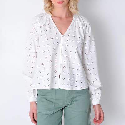 White Perranport Cotton Blouse