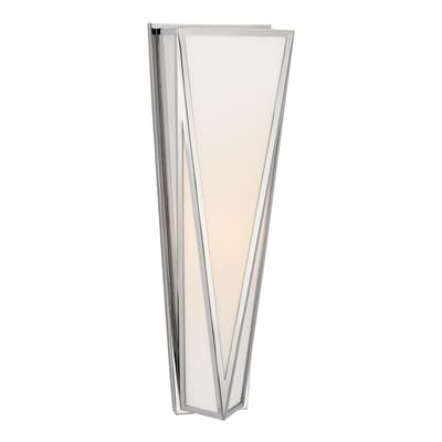 Lorino Medium Sconce in Polished Nickel with White Glass