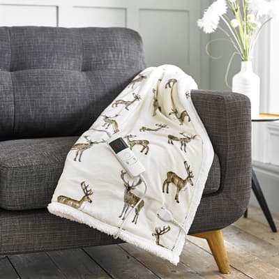 Sterling Stag Heated Throw 140x180cm, Multi