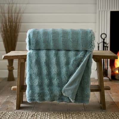 Fernley Faux Fur Throw 200x150cm, Dark Green