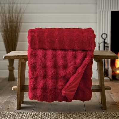 Fernley Faux Fur Throw 200x150cm, Dark Red