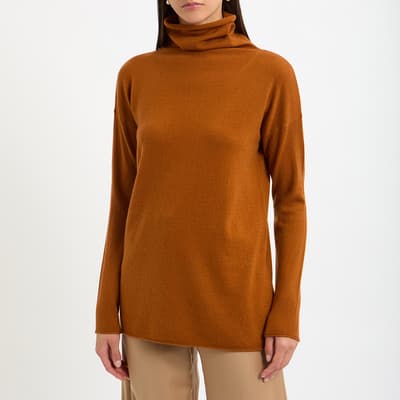 Brown Wool & Cashmere Blend Turtleneck Jumper