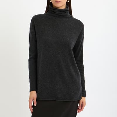 Dark Grey Wool Blend Turtleneck Tunic